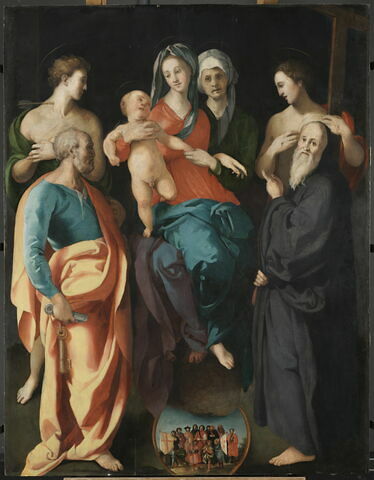 La Vierge à l'Enfant avec sainte Anne et quatre saints (Sébastien, Pierre, Benoît et le bon larron), image 1/7