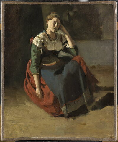 Italienne assise, accoudée sur son genou., image 1/3