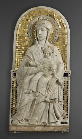 La Vierge trônant et l'Enfant tenant un rosaire