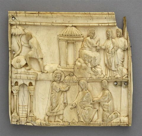 Fragment d'une plaque (?) : Saintes Femmes au tombeau ; Noli me tangere, image 1/11