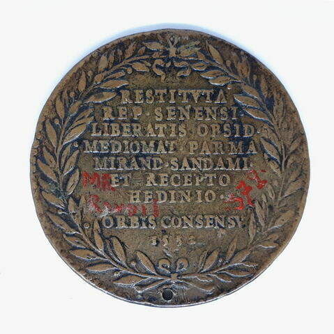 Médaille : Henri II / inscription dans une couronne de lauriers, image 2/2