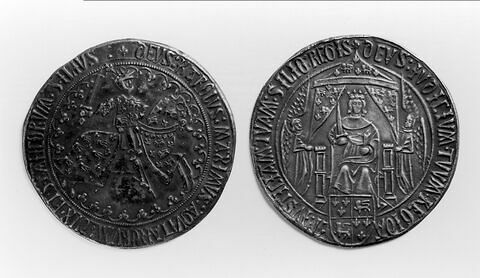 Surmoulage du droit d'une médaille de Charles de France, duc de Guyenne (de 1469 à 1472) et frère de Louis XI : le duc chevauchant, image 3/4