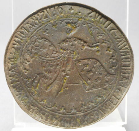 Surmoulage du droit d'une médaille de Charles de France, duc de Guyenne (de 1469 à 1472) et frère de Louis XI : le duc chevauchant, image 2/4