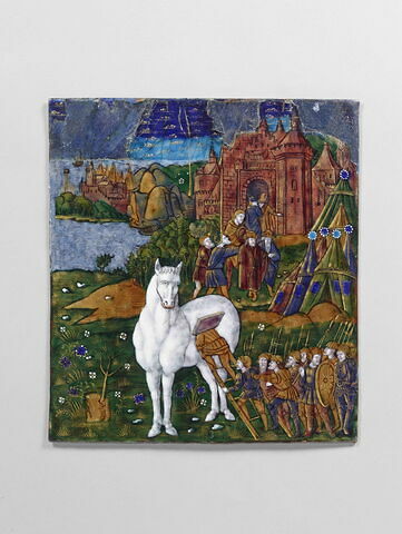 Plaque : Le cheval de Troie, d'un ensemble de onze plaques (OA 7550 à OA 7559 et OA 6596), image 1/3