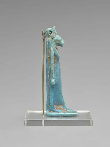Amulette : Sekhmet avec un ureus et pilier dorsal inscrit, image 2/4