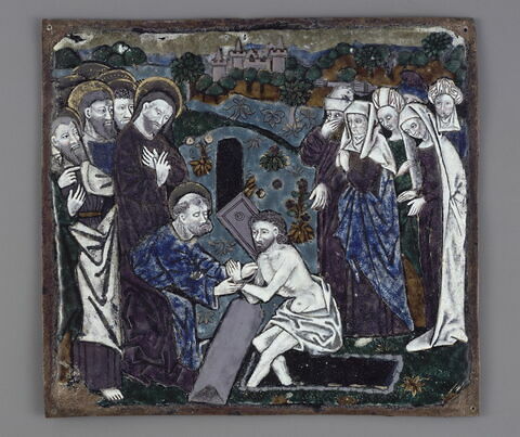 Plaque : La Résurrection de Lazare, d'un ensemble de douze plaques