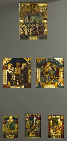 Panneau rectangulaire aux armes de Pierre Babenberg, abbé de Kreuzlingen (Constance) de 1498 à 1545 : Sainte Anne portant la Vierge et l'Enfant Jésus et saint Joachim, image 2/2