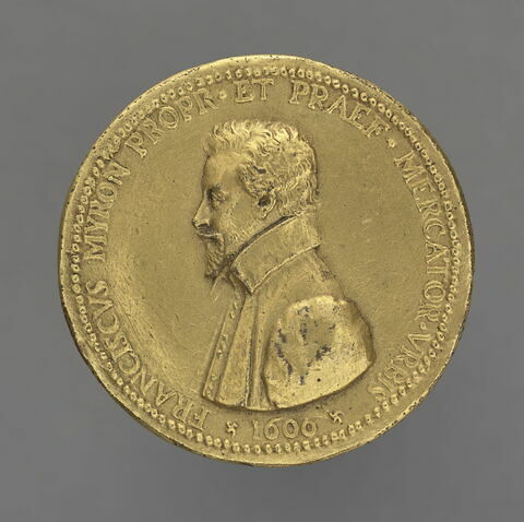 Médaille : François Miron, prévôt des marchands / François Miron devant la ville de Paris, image 1/2