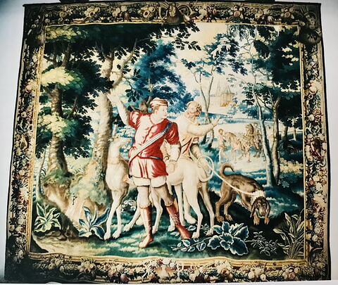 Fragment d'une tapisserie : allégorie du mois de juillet, la chasse au cerf, le Retour de la chasse