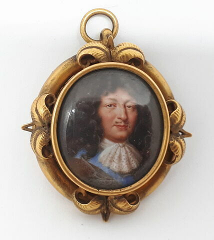 Miniature sur émail dans un cadre en laiton doré : Louis XIV (ou Gaston d'Orléans), image 1/2