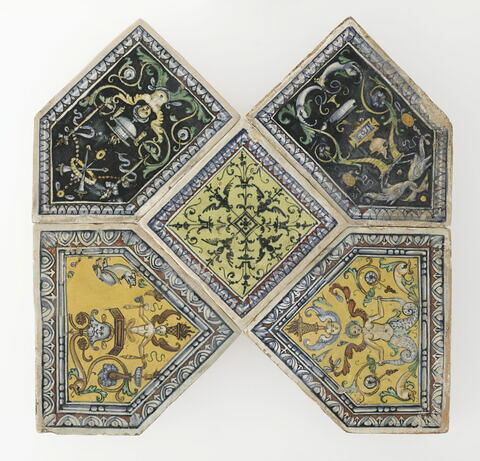 Carreau carré (mattonella) : armoiries des Petrucci et des Piccolomini, image 3/4