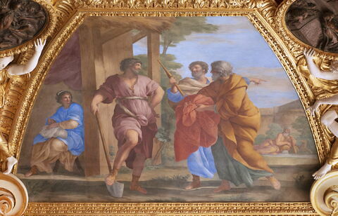 Plafond : Salle de Septime Sévère - Les députés du Sénat apportant la pourpre à Cincinnatus, au dessus de la corniche, côté nord., image 1/5