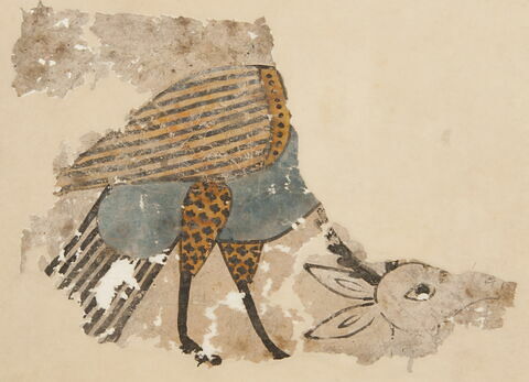 Fragment de peinture : oiseau et biche