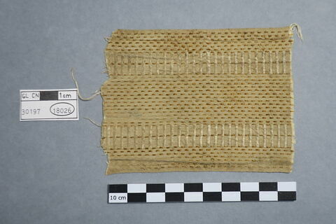 objet indéterminé, fragment ; textile divers ; galon ; ruban