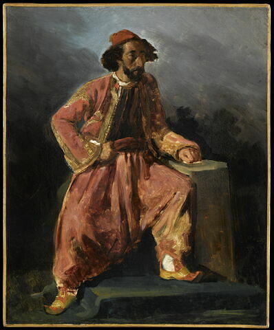 Homme posant en costume oriental, dit autrefois Portrait du chanteur Paul Barroilhet, image 1/1