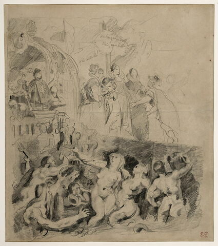 Etude d'après le Débarquement de Marie de Médicis à Marseille, de Rubens