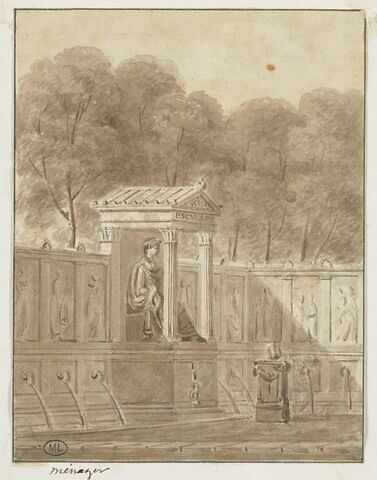 Fontaine avec une statue d'Esculape, image 1/2