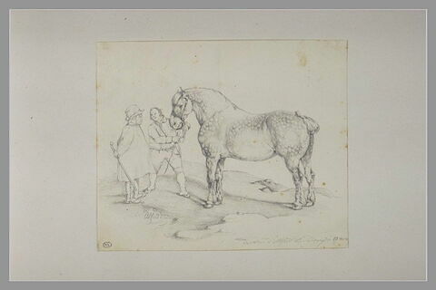 Paysan et maquignon examinant un cheval pommelé