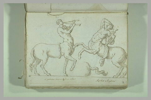 Deux centaures, l'un jouant de la double trompe et l'autre de la lyre..., image 1/1