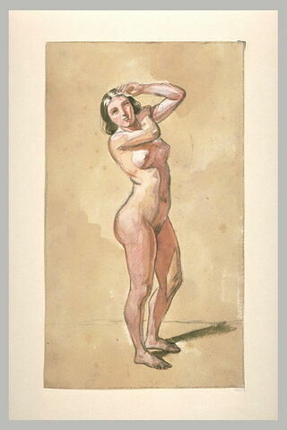 Femme nue, debout, de trois quarts à droite, image 1/1