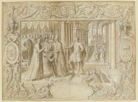 Sacre d'Henri II : le roi prête serment devant l'archevêque de Reims