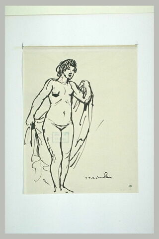 Femme nue, debout, tenant un linge, image 1/1