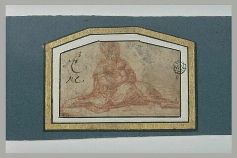 Vierge assise à terre tenant l'Enfant Jésus sur ses genoux, image 1/1