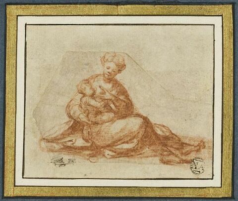 La Vierge assise tenant l'Enfant sur ses genoux, image 1/2