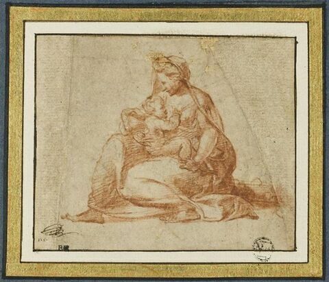 La Vierge assise avec l'Enfant sur ses genoux, image 1/2