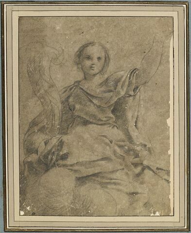 Figure d'une jeune femme drapée, de face, tenant une corne d'abondance