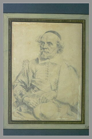 Portrait d'un homme assis, tenant son chapeau à la main