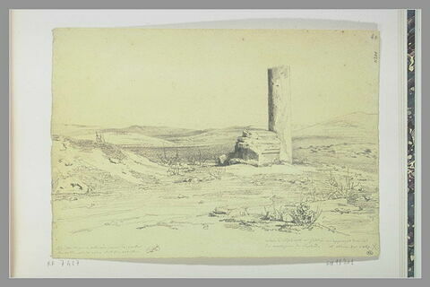 Base et fût de colonne dans un paysage en Galilée