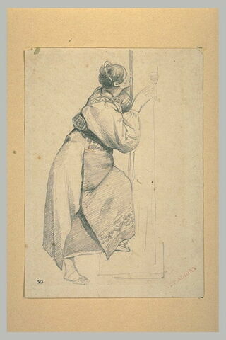 Paysanne d'Italie du sud, debout, de profil à droite, embrassant le pied d'une croix (?), image 1/1