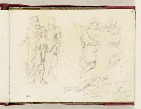 Figures d'hommes drapés à l'antique ; Hercule combattant le lion de Némée