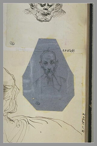 Tête d'homme, en buste, portant moustaches et barbiche, image 1/1