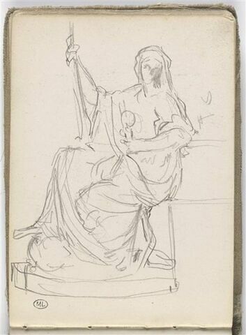 Statue d'une femme drapée assise, image 1/2