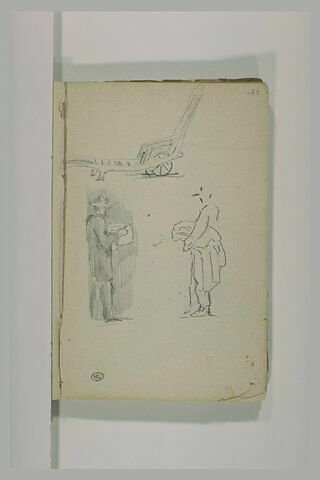 Deux hommes debout ; charrue, image 1/1