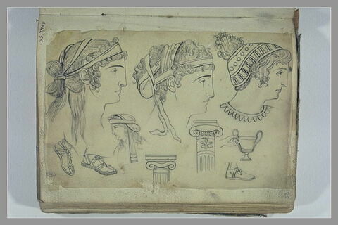 Etudes de têtes, de sandales et de colonnes d'après l'antique