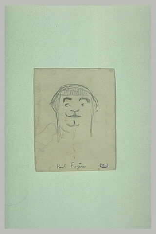 Croquis caricatural d'une grosse tête d'homme, avec une frange, image 1/1
