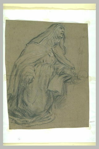 Figure de religieuse : étude pour Santa Giuliana Falconieri, à genoux, image 1/1