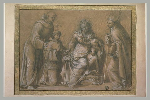 Vierge à l'Enfant, saint Antoine de Padoue, un saint évêque et le donateur