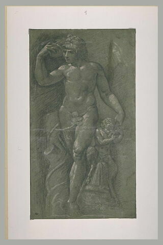 Statue de Bacchus debout, avec un jeune satyre à sa gauche