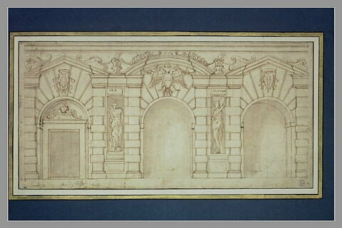 Etude d'une façade de palais, avec les armoiries d'Autriche