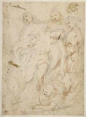 Le Christ mort sur les genoux de la Vierge, entourée de trois saints, image 1/2