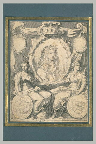 Louis XIV soutenu par la Justice et une autre figure allégorique, image 1/1