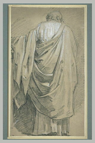 Vieillard drapé, debout, vu de dos, image 1/1
