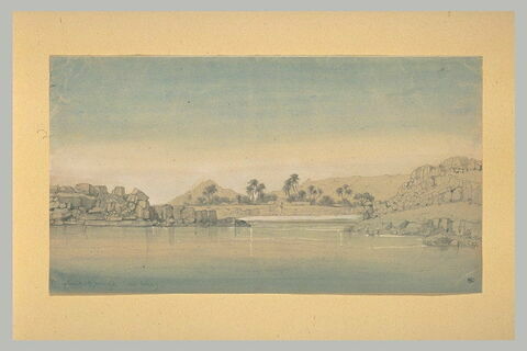 Vue du Nil à la 1ère cataracte, avec un village nubien