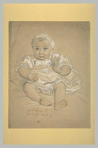 Enfant assis, de face : portrait de madeleine Boulanger, image 1/1