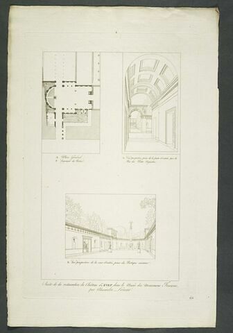 Plan général et deux vues du château d'Anet, image 1/1