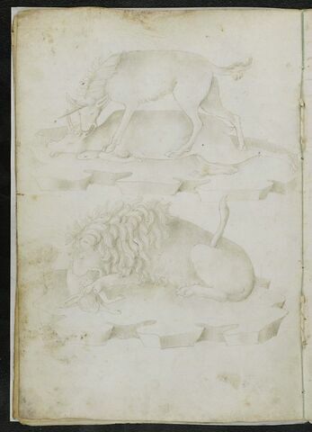Licorne terrassant un chevreuil et lion dévorant un lièvre, image 1/1